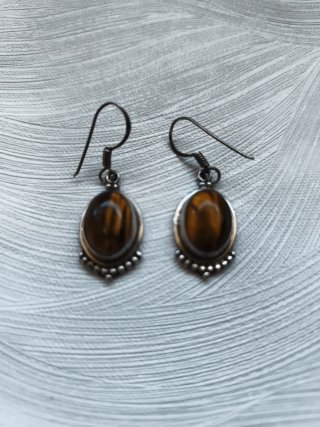 Pendientes Vintage Plata 925 Ojo de Tigre