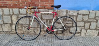 Bicicleta de Carretera Clásica Roja y Blanca