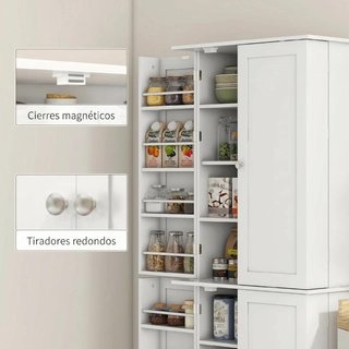 Armario Despensa Cocina 4 Puertas Estantes Blanco