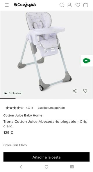 Trona para bebé con bandeja