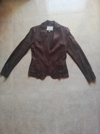 Amichi Chaqueta Lino Mujer Marrón