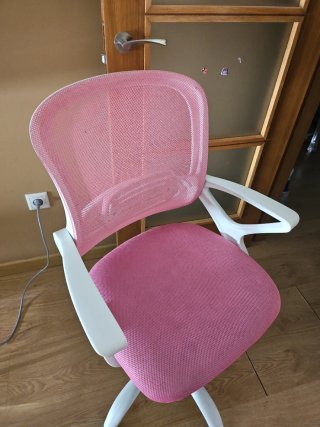 Silla de escritorio rosa y blanca