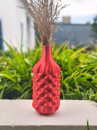 Vaso Escultural Pine Silk 3D Vermelho