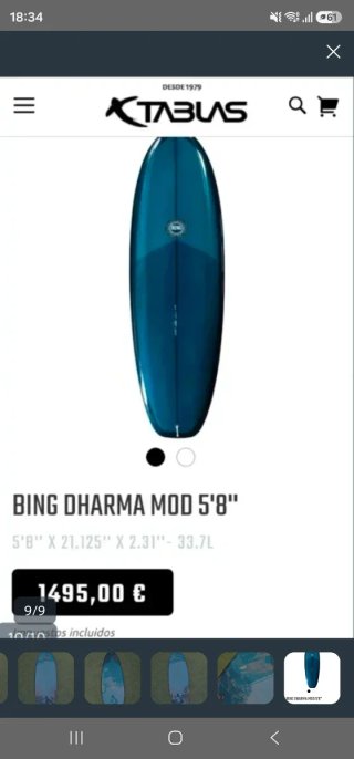 Tabla Surf Bing Dharma 5'8 Resina Tintada