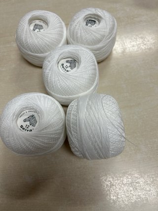 5 Bobinas Hilo Blanco Crochet Selva 12