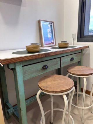Mesa consola vintage madera + bandeja