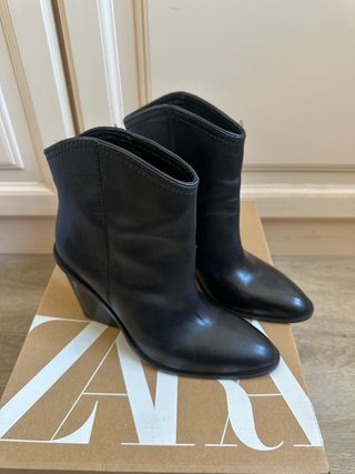 Botín Zara Tacón Negro Talla 36