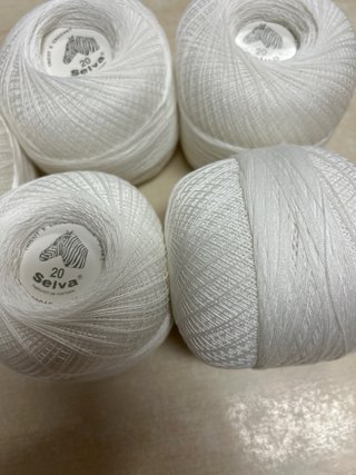 5 Bobinas Hilo Blanco Crochet Selva 20