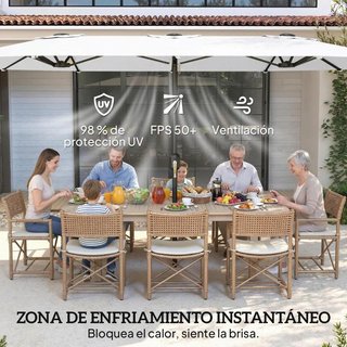 Sombrilla Doble Jardín 4,6x2,6m UV50+ Blanca