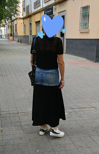 Conjunto jersey y falda negro/azul T.S
