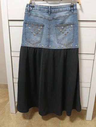 Conjunto jersey y falda negro/azul T.S