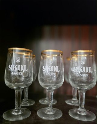 Set de 6 Copas de Cerveza Skol Lager Vintage