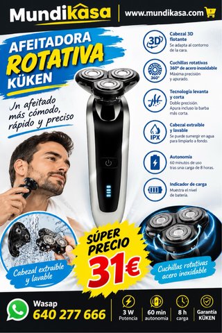 Afeitadora Rotativa Küken Recargable 3W