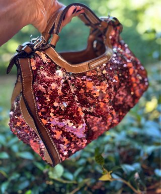 Sisley Borsa Bauletto Paillettes Rosa/Oro