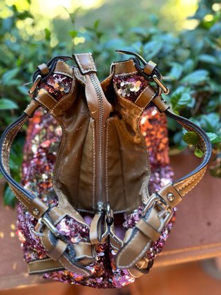 Sisley Borsa Bauletto Paillettes Rosa/Oro