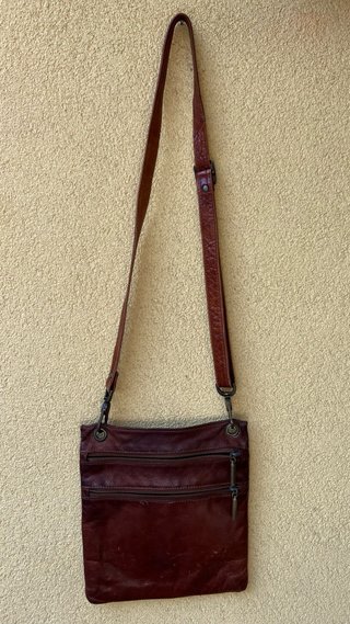 Borsa a tracolla in pelle marrone