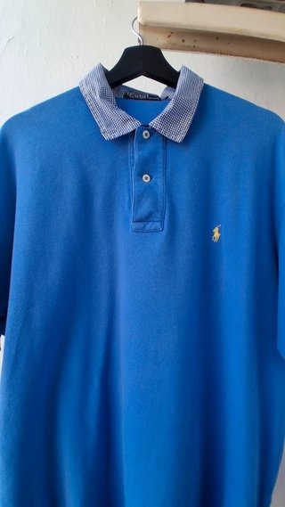 Polo Ralph Lauren Azul con Cuello de Cuadros -...