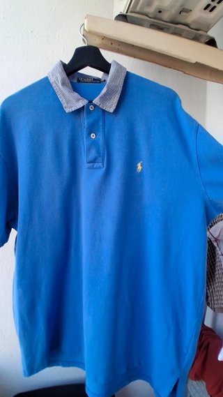 Polo Ralph Lauren Azul con Cuello de Cuadros -...