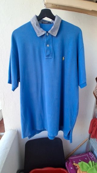 Polo Ralph Lauren Azul con Cuello de Cuadros -...