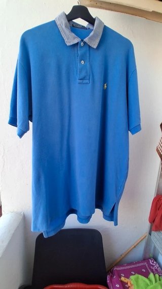 Polo Ralph Lauren Azul con Cuello de Cuadros -...