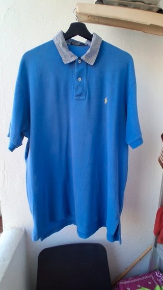Polo Ralph Lauren Azul con Cuello de Cuadros -...