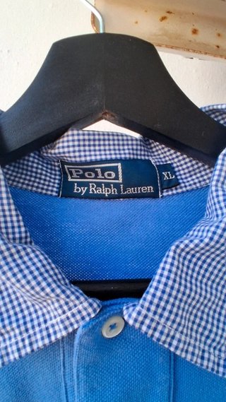 Polo Ralph Lauren Azul con Cuello de Cuadros -...