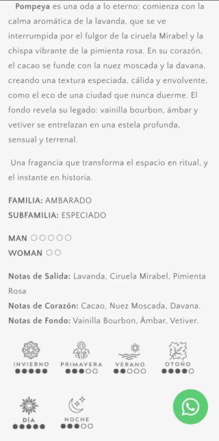 Perfume Origen Parfums Pompeya 100ml