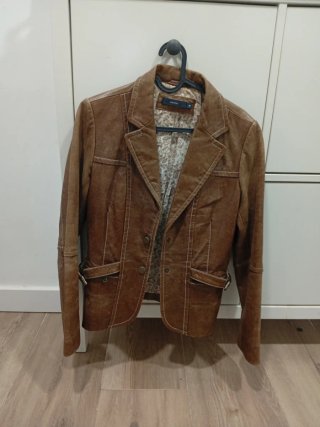 Americana de Piel Cortefiel Marrón Talla M