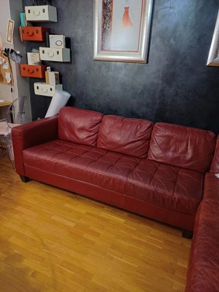 Sofá Chaise Longue Natuzzi Rojo piel