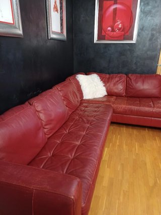 Sofá Chaise Longue Natuzzi Rojo piel