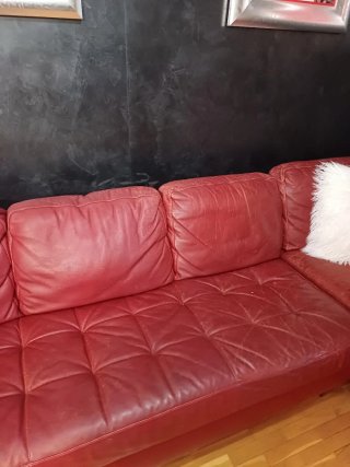 Sofá Chaise Longue Natuzzi Rojo piel