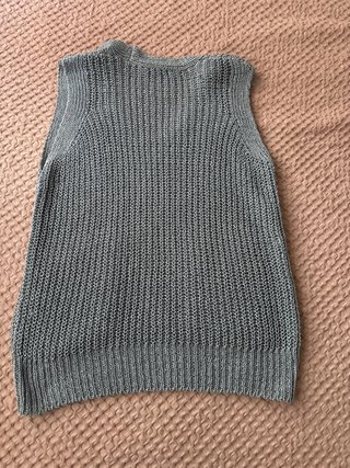 Chaleco Zara punto azul gris S