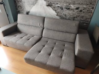 Sofá 3 plazas gris tela
