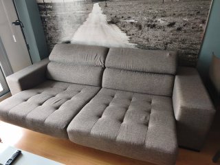 Sofá 3 plazas gris tela