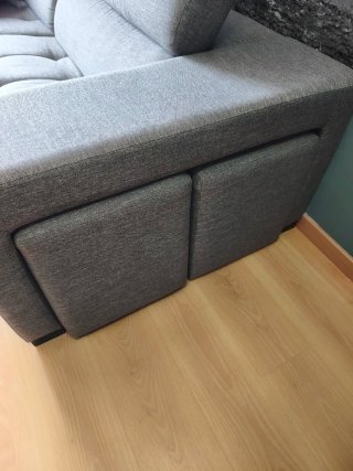Sofá 3 plazas gris tela