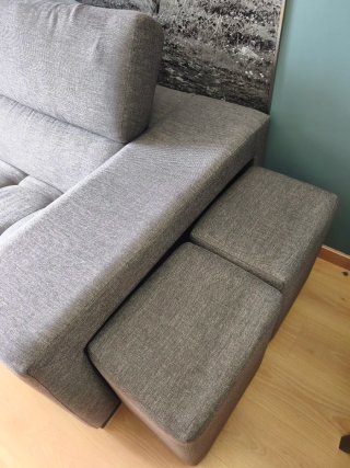 Sofá 3 plazas gris tela