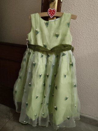 Vestido fiesta ceremonia niña verde