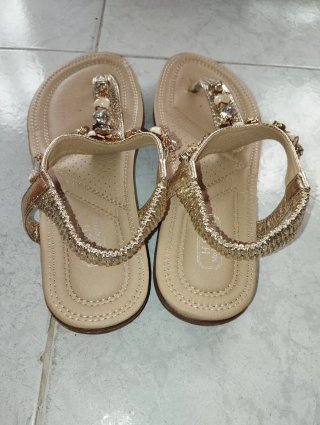 Sandalias Beige Doradas Mujer