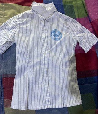 Camisa de rayas blanca manga corta mujer