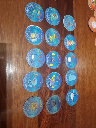 Colección de 15 Tazos Pokémon Tipo Agua