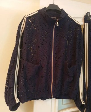 Chollo Conjunto 2 Piezas Encaje Azul Marino raya