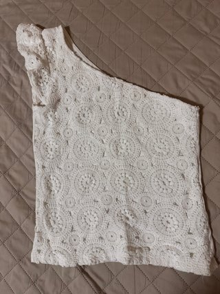 Camiseta sin mangas de crochet blanca