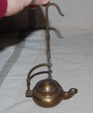 Lámpara de Aceite Antigua de Cobre