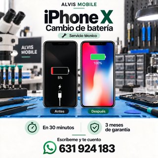 ⭐ Cambio Batería iPhone X – 29€ | 30 MIN