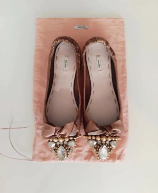 Bailarinas Joya beige Miu Miu Piel Talla 38.5