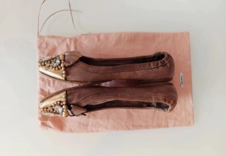 Bailarinas Joya beige Miu Miu Piel Talla 38.5