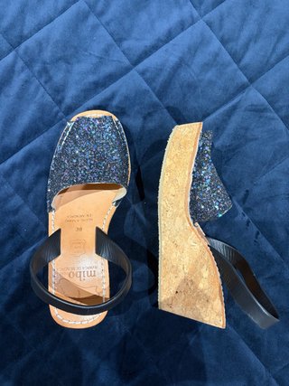 Mibo Sandalias Menorquinas Cuña Glitter Talla 38