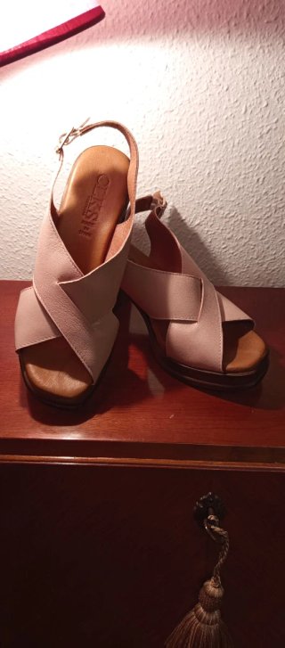 Sandalias de Piel Rosas con Plataforma