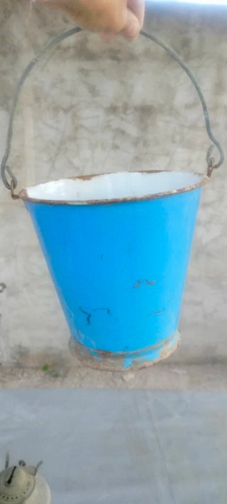 Secchio vintage smaltato blu