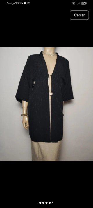 Kimono Haori Seda Vintage Negro Talla Única